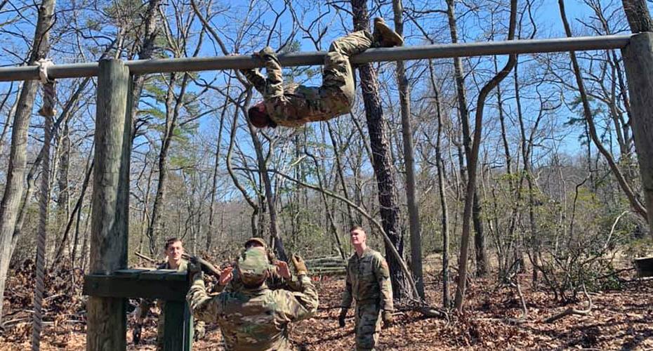 ROTC cadets on obstacle course